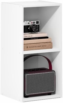 Furinno LUDER Book Shelf, 2-Cube Bookshelf, Bookcase, White