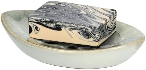 Ceramic Soap Dish with Self Draining Tray for Bar Soap, Bathroom, Kitchen (SmokyWhite)