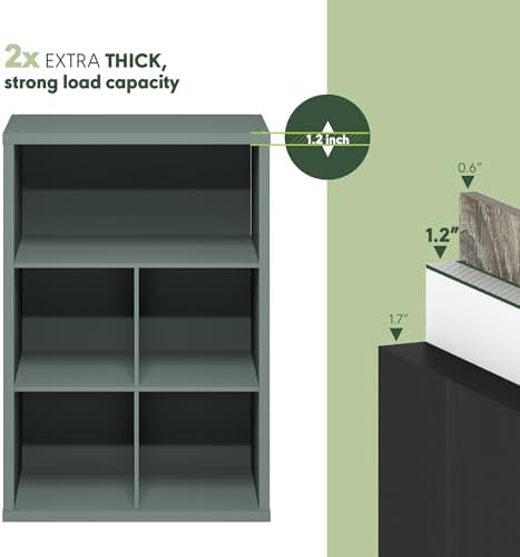 Furinno Cubicle Book Shelf, 5-Cube Bookshelf, Extra Thick Frame Cube Storage Organizer Bookcase with Closed Back, 15.3 x