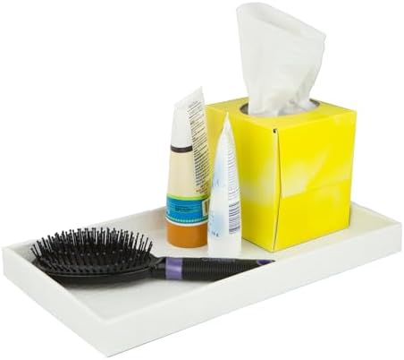 Home Basics Crocodile Plastic Vanity Tray For Jewelry, Make up, Perfume, Cosmetics, Bathroom or Dresser Organizer, (Whit