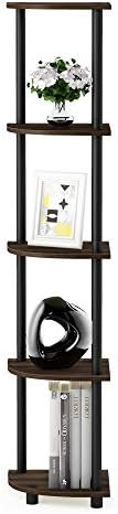Furinno TURN-N-TUBE Corner Shelf, 5-Tier Corner Bookshelf, Open Storage Shelves, for Organization and Storage, Living Ro