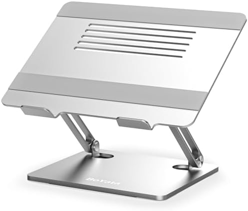 BoYata Laptop Stand, Adjustable Aluminum Riser for 15-Inch Laptops, Silver