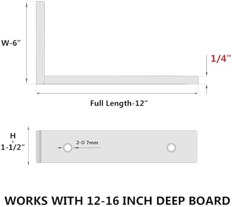 NEODROP 12-Pack 12 Inch Heavy Duty Shelf Brackets, Premium Floating L Bracket for Wall, Kitchen, Mantel Shelves Support 