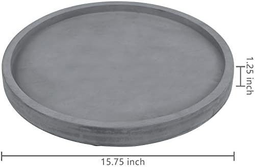 MyGift 16 Inch Round Gray Concrete Decorative Tray for Bathroom Vanity Counter, Living Room Coffee Table or Ottoman, Kit
