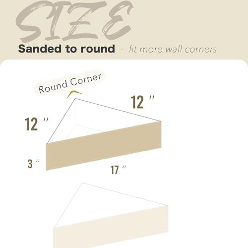 Wall Corner Floating Shelves,Wood Rustic Handmade Shelf - 12" x 12", Pack of 2 - Provincial