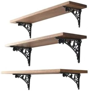 Decorative Shelf Bracket 12 inch Black Brackets for Shelving Solid Heavy Duty Vintage DIY Projects Hardware Included 2 P