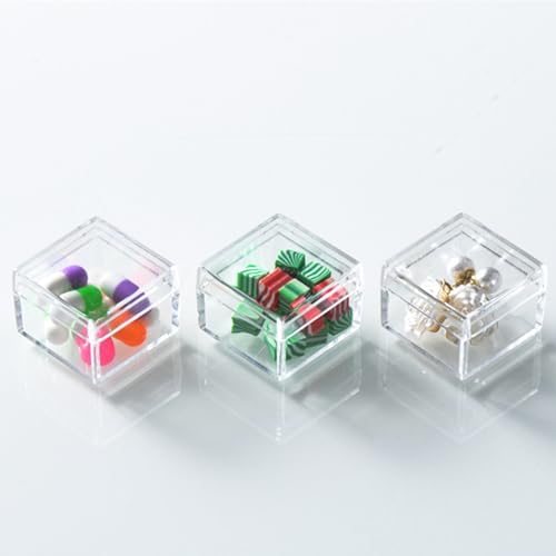 Small Clear Box Acrylic Boxes with Lids Plastic Square Cube 12 Pieces Small Storage Containers for Candy Pill and Tiny J