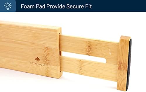 RoyalHouse Adjustable Bamboo Drawer Dividers, 4-Pack (18" - 22")