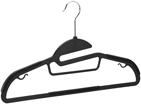 Amazon Basics Non-slip Heavy Duty Space Saving Plastic Hangers with Rubber and Horizontal Bar, Lightweight, Gray, Pack of 50