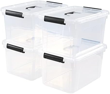 Esdiplot 10.5 L 4 Pack Clear Plastic Storage Box with Lid