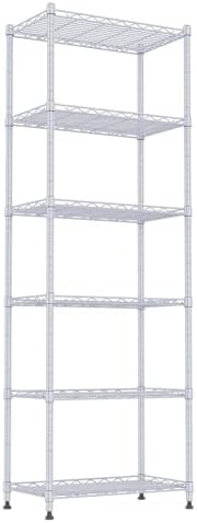 REGILLER 6 Wire Shelving Steel Storage Rack Adjustable Unit Shelves for Laundry Bathroom Kitchen Pantry Closet(Silver,11