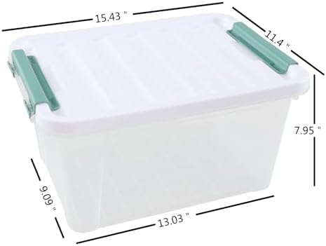 6-Pack Clear Storage Latch Bins, 20 L Plastic Storage Boxes