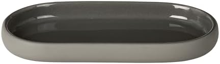 blomus SONO Modern Bathroom Countertop Oval Tray Organizer - Ceramic Soft Touch - Satellite (Taupe)
