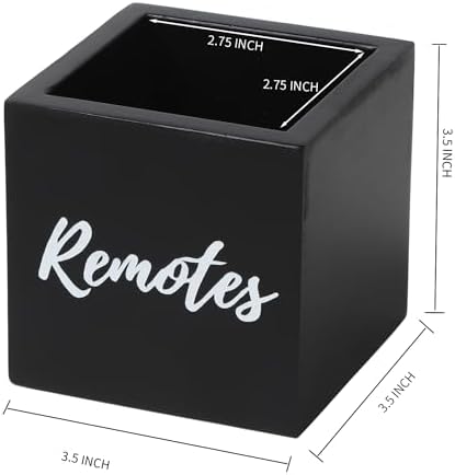 Remote Control Holder, Wooden Tv Remote Holder, Remote Holder for Table, Remote Control Storage Organizer Caddy (for 2 or 3 Remote Controls) 3.5 x3.5x3.5 - Black