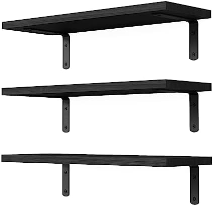 DOLLFIO Floating Wall Shelves, Decor & Storage, Black, 16.5'', 3Pcs