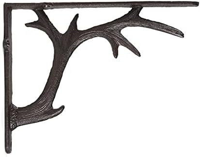 1PCS Cast Iron Deer Antler Wall Shelf Brackets, 7.6in (H), Brown