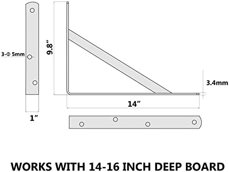 NEODROP 12-Pack 14 Inch Heavy Duty Shelf Brackets, Large Wall Bracket for Garage Storage Shelves, Black Powder-Coated St