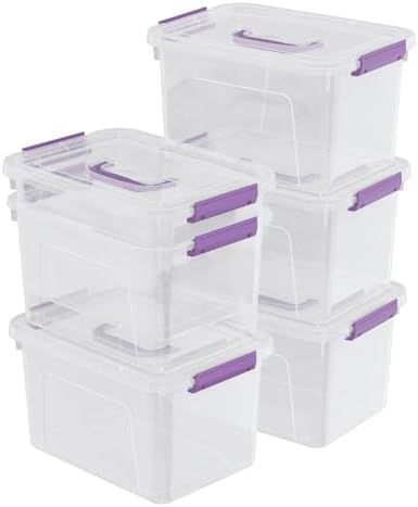 Sandmovie 6 Packs 6 Quart Clear Latching Box with Lid and Handle