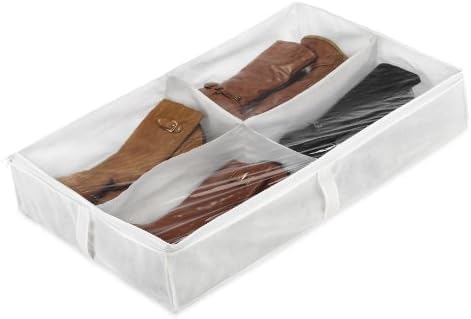 Whitmor Underbed Boot Bag, 4 Section, White (Pack of 6)