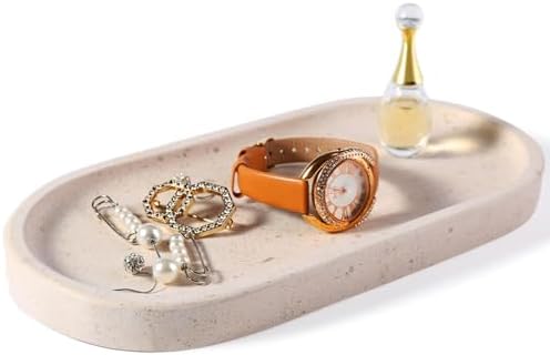 Koville Natural Marble Tray for Bathroom, Vanity Decorative Marble Trays for Countertop Organizer, Catchall Trays for Pe