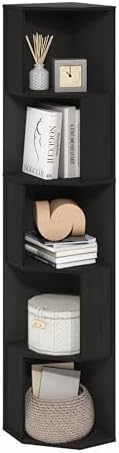 Furinno ECON Corner Shelf, 5-Tier Corner Book Shelf, Standing Storage Shelves, Cube Display Rack, Bookshelf, for Organiz