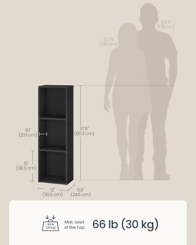 SONGMICS HOME Bookshelf, 3-Tier Narrow Corner Bookcase
