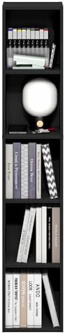 Furinno Fulda Book Shelf, 5-Tier Tall Narrow Bookshelf, Standing Bookcase with 10-in Width Storage Shelf, 9.3 x 9.8 x 51