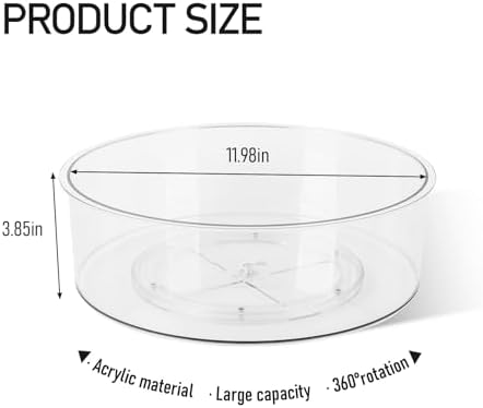 Medicine Bottle Organizer, Rotating Medicine Organizer for Cabinet, 11.98" Diameter, Large Capacity Transparent Pill Bot