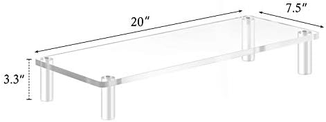 YestBuy 20x7.5 Acrylic Monitor Stand Riser, Clear Computer Stand for Laptop, iMac, Pc, Printer, Desktop Ergonomic,Desk R