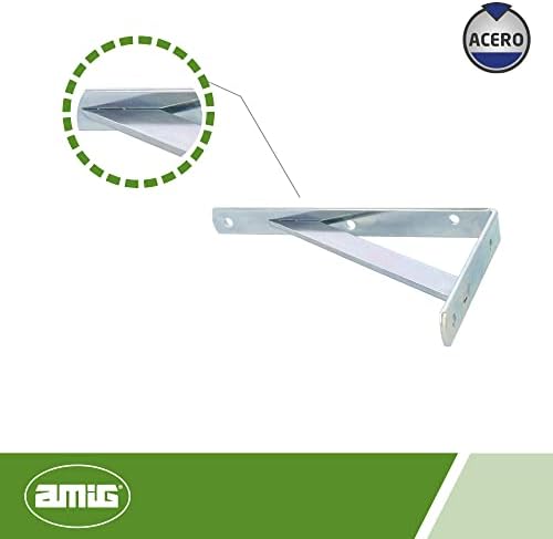 Amig - Wall Shelves | Corner for Shelves | Shelf Bracket | Steel | Zinc Plated | Measurement: 9´8" x 7´9" | Maximum Reco