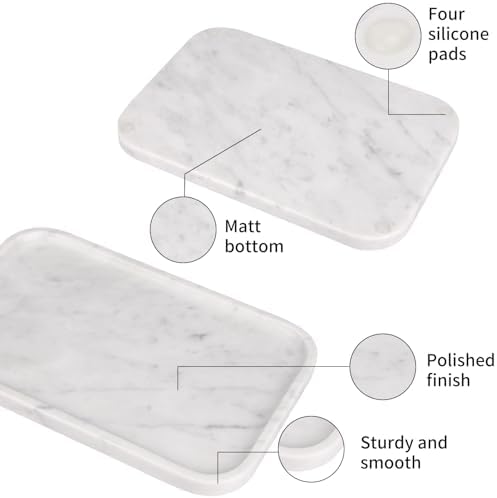 Marble Bathroom Vanity Decorative Tray, Carrara White, 12 * 8 * 0.8