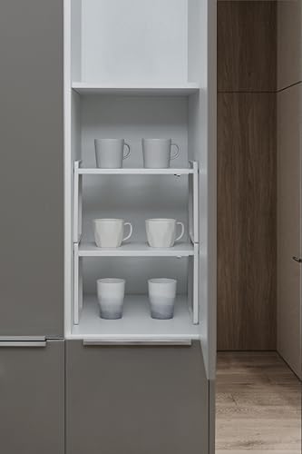 Nxconsu Expandable Shelf for Cabinets, Cabinet Shelf Riser, 12" White