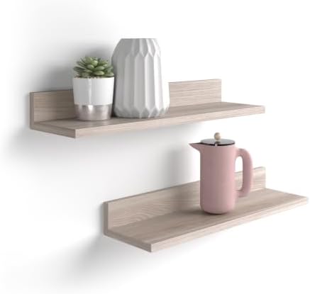Mobili Fiver, Set of 2 Rachele Shelves, 31.49 in, Pearled Elm, Made in Italy