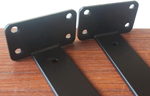 4 Pack - 11 inch Black Hidden L Shelf Bracket (1/5 Inch Thicked) Iron Floating Shelf Brackets Rustic Industrial Metal Br