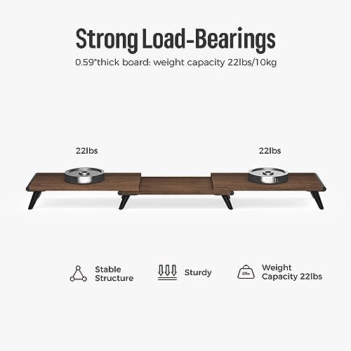loukin Dual Monitor Stand Riser for Desk, 43.6"×8.2" Computer Stand, Brown