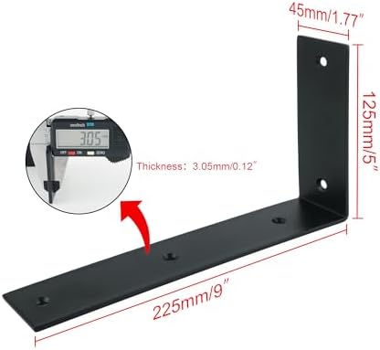 Alise 4Pcs Black Heavy-Duty L-Shaped Floating Shelf Wall Brackets