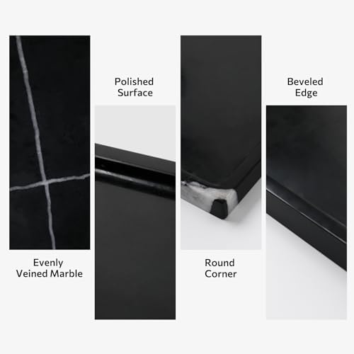 Black Large Marble Tray, 12 Inch Marble Vanity Tray for Bathroom Countertop