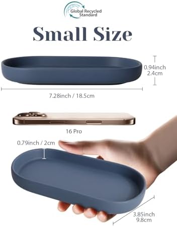 INGOFIN 7" Ceramic Bathroom Vanity Tray- Bathroom Organizer Countertop Tray for Perfume, Jewelry, Candles, Small Kitchen