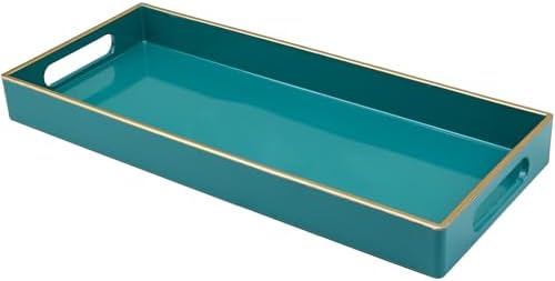 Green Bathroom Vanity Tray for Countertop, Small Plastic Toilet Tank Versatile Storage & Organization Tray for Makeup, P