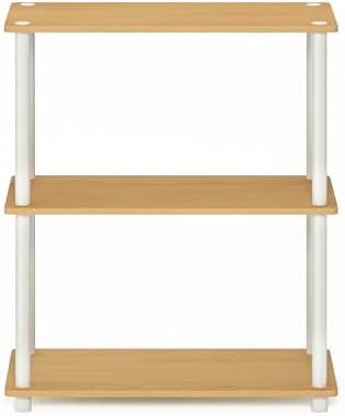 Furinno Turn-N-Tube Toolless Assembly Storage Shelves, 3-Tier Rustic Brown Book Shelf, Open Storage Bookshelf, for Organ