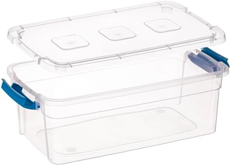 Tribello Clear Plastic Storage Bins with Lids Stackable Storage Bins (6 Quart)