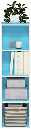 Furinno PASIR Book Shelf, 4-Tier Modern Bookshelf, Open Shelves Bookcase 9 x 12 x 42, Easy Assembly, for Living Room, Be