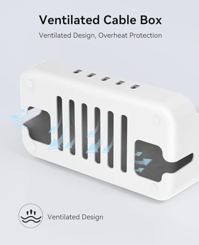 ORICO Cable Management Box with Phone Stand Lid, Large Cord Organizer Case for Hiding Power Strips & Surge Protectors, H