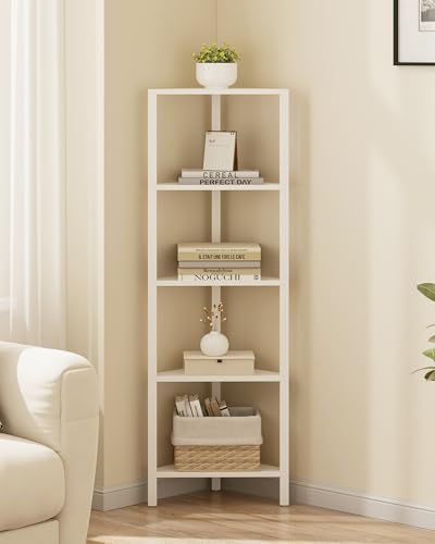 TUTOTAK Corner Shelf, 5-Tier Corner Bookshelf for Small Space