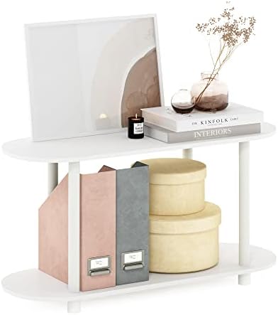 Furinno Turn-N-Tube Display Shelf, 4-Tier Oval Book Shelf, Storage Shelves with Soft Edges and Open Shelves, Toolless As