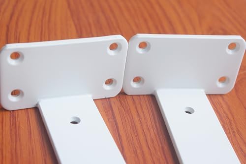 4 Pack - 10 inch White Hidden L Shelf Bracket (1/5 Inch Thicked) Iron Floating Shelf Brackets Rustic Industrial Metal Br