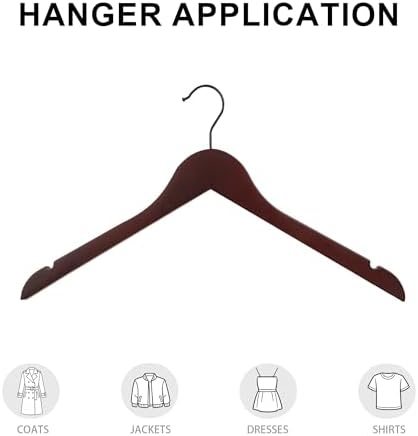 Wooden Top Hangers with 360° Swivel Hook, Dark Cherry, 12-Pack