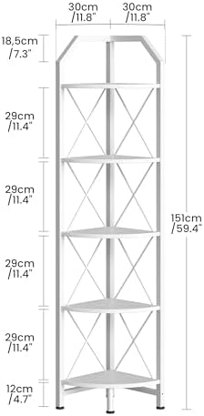 CHOEZON 5-Tier Corner Shelf, Industrial Corner Bookshelf, 59.4" Corner Storage Stand, Plant Stand Display Shelf, Corner 