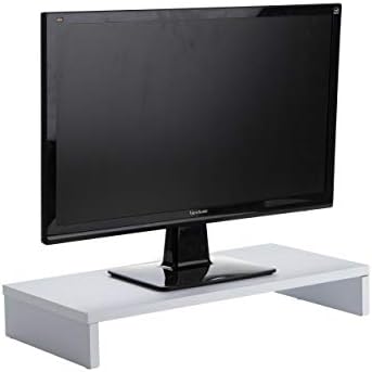 Mind Reader Woodland Collection, Monitor Stand, 33 lb. Capacity, Desktop Organizer, White
