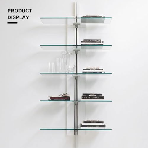 12" W x 48" L - Tempered Rectangle Glass Shelf Without Frame (5 Pieces Set) - 3/16" Thick -Pencil Polished
